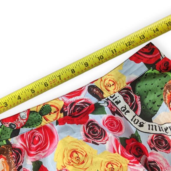 Hell Bunny Dias de los Muertos Roses Cactus A-Line Full Skirt - Picture 3 of 5